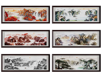 新中式山脉图案的装饰挂画3d模型 新中式山脉图案的装饰挂画