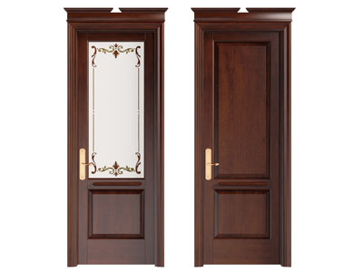 欧式实木平开门 玻璃门