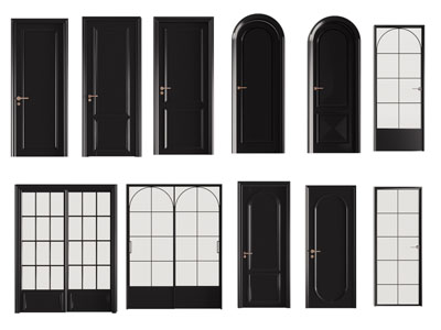 法式拱形平开门 玻璃门 双扇推拉门