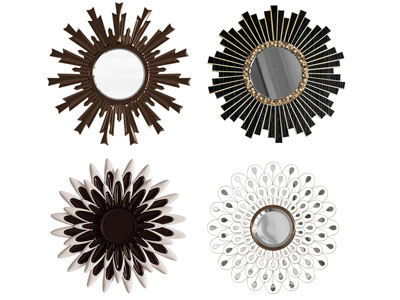 现代花朵造的装饰镜子 墙饰