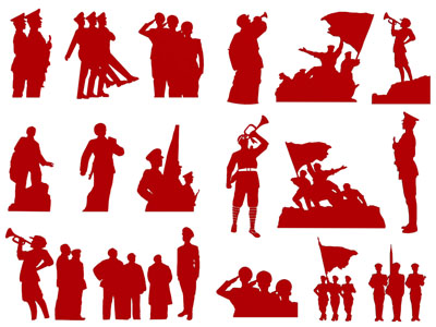 现代警察军人剪影 剪纸 墙饰