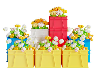 现代气球花朵美陈 摆件组合