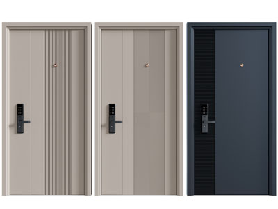 现代带密码锁的入户平开门