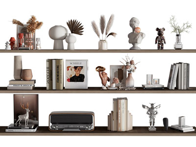 现代书本 陶艺器皿 摆件组合