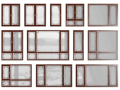 新中式雕花平开窗户