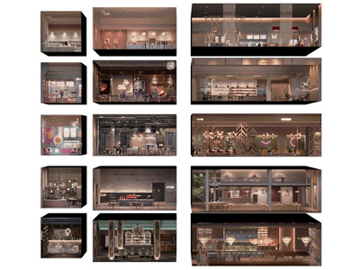 现代橱窗 咖啡厅门头 餐饮室内商业 OSL视察盒子