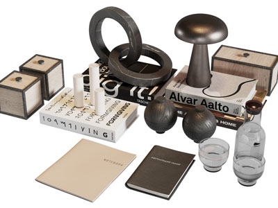 现代蜡烛 书本 台灯 装饰品摆件组合