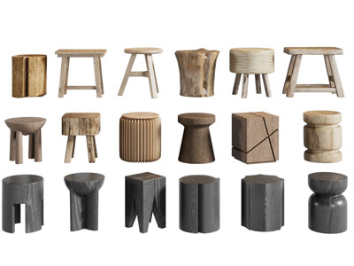 现代木凳子 角几边几