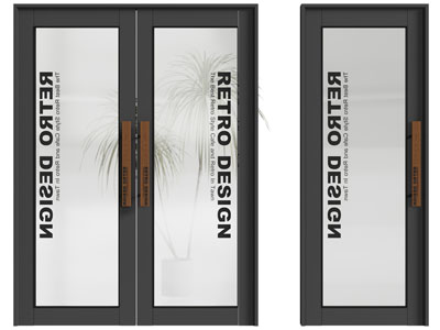 现代门店大门 双开门 单扇平开门