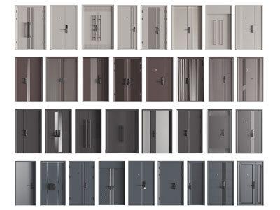 现代双开门 子母入户平开门 木门