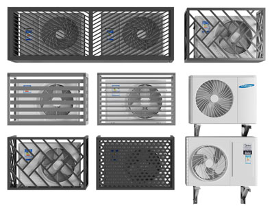 现代带支架护栏的空调外机3d模型 现代带支架护栏的空调外机