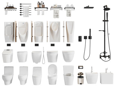 现代马桶 毛巾架 淋浴花洒卫浴小件