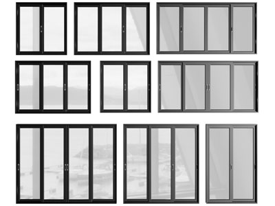 现代推拉窗户 平开窗户