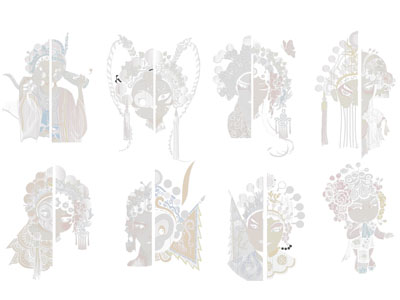 中式戏剧角色脸谱墙饰