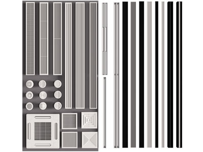 现代长方形空调出风口 排风扇3d模型 现代长方形空调出风口 排风扇