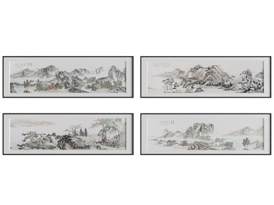 新中式山脉装饰挂画3d模型 新中式山脉装饰挂画