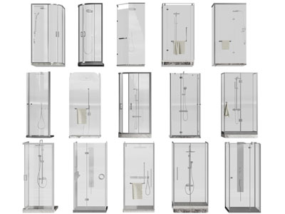 现代方形 钻石造的玻璃淋浴房3d模型 现代方形 钻石造的玻璃淋浴房