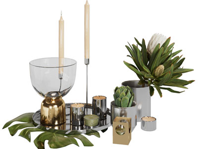 现代托盘烛台 台灯 花瓶花卉摆件组合