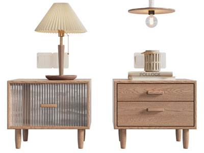 日式实木床头柜