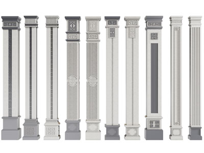 新中式雕花方形柱子3d模型 新中式雕花方形柱子