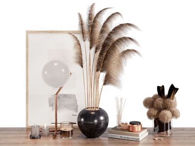 现代花瓶花卉 烛台 装饰画摆件组合