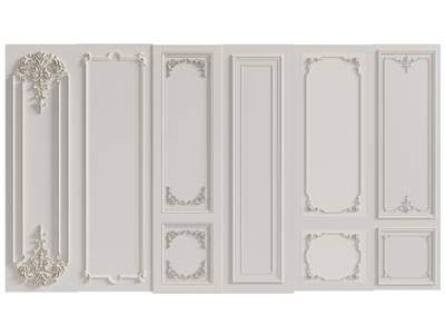 欧式雕花石膏线条装饰的护墙板