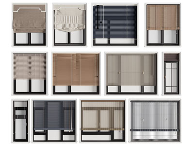 现代罗马帘 百叶窗帘 竹帘 卷帘 拉帘3d模型 现代罗马帘 百叶窗帘 竹帘 卷帘 拉帘