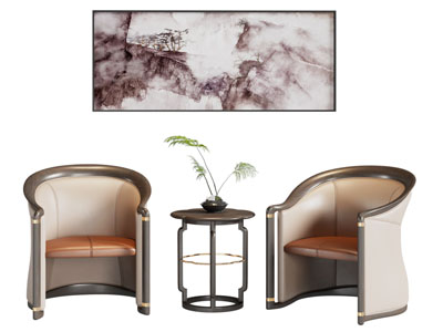 新中式单人沙发 边几