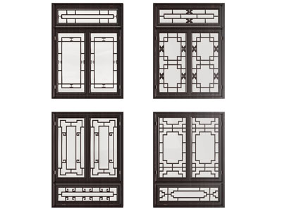 新中式窗格 平开窗户