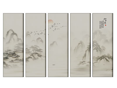 新中式装饰挂画3d模型 新中式装饰挂画