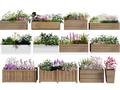 现代实木花箱花卉盆景盆栽