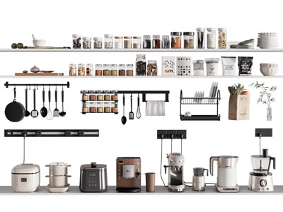 现代调料瓶 厨具组合 厨房电器3d模型 现代调料瓶 厨具组合 厨房电器