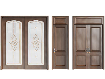 美式实木推拉门 平开门 双开门 玻璃推拉门