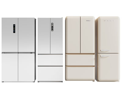 现代双开门电冰箱3d模型 现代双开门电冰箱