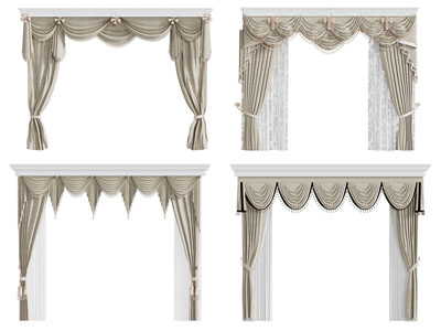 欧式窗帘窗纱3d模型 欧式窗帘窗纱