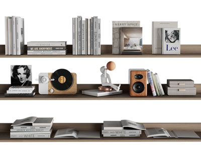 现代书本 音响摆件组合