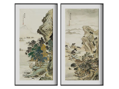 新中式山脉装饰挂画3d模型 新中式山脉装饰挂画