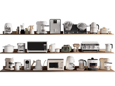 现代咖啡机 烤箱 热水壶 吐司机厨房家电3d模型 现代咖啡机 烤箱 热水壶 吐司机厨房家电