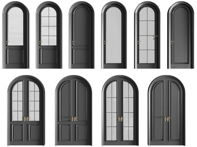 法式玻璃单扇平开门 双开门 木门