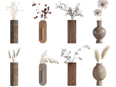 侘寂风花瓶花卉 摆件组合