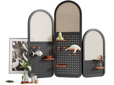 侘寂风中古风洞洞眼屏风