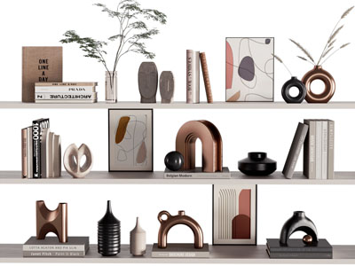 现代书本 装饰品 摆件组合