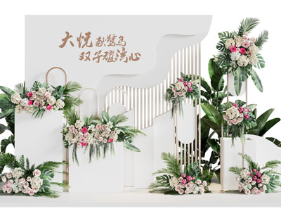 现代轻奢花束美陈 户外装置 摆件组合