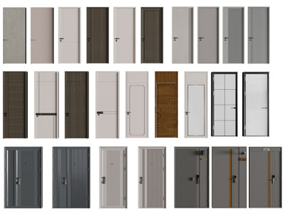 现代木门 玻璃门 平开门 子母入户门