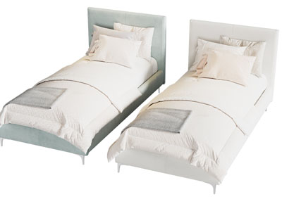 现代布艺单人床