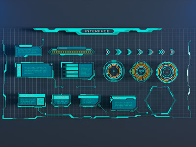 现代科技元素 箭头 边框 墙饰 电路板