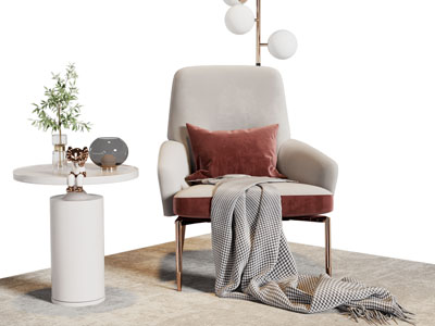 现代休闲椅子 边几