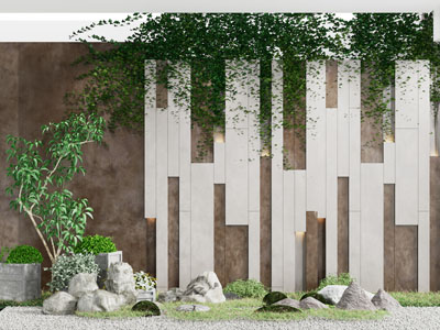 现代庭院景观墙 石头景观园艺小品