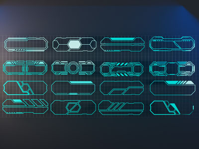 现代芯片 科技元素 线框 图标墙饰