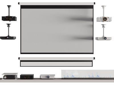 现代投影仪 投影幕布3d模型 现代投影仪 投影幕布